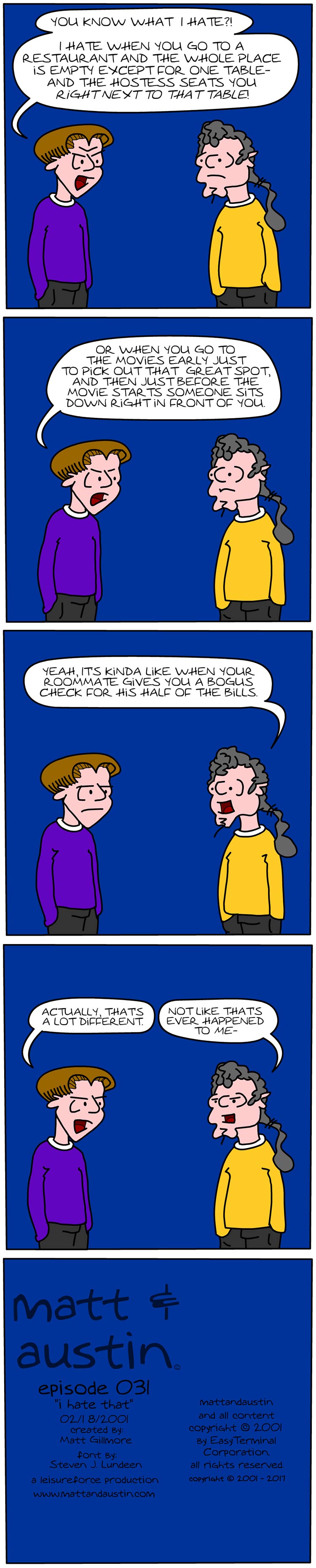 Webcomic The Matt And Austin Comic Strip #031 I Hate That