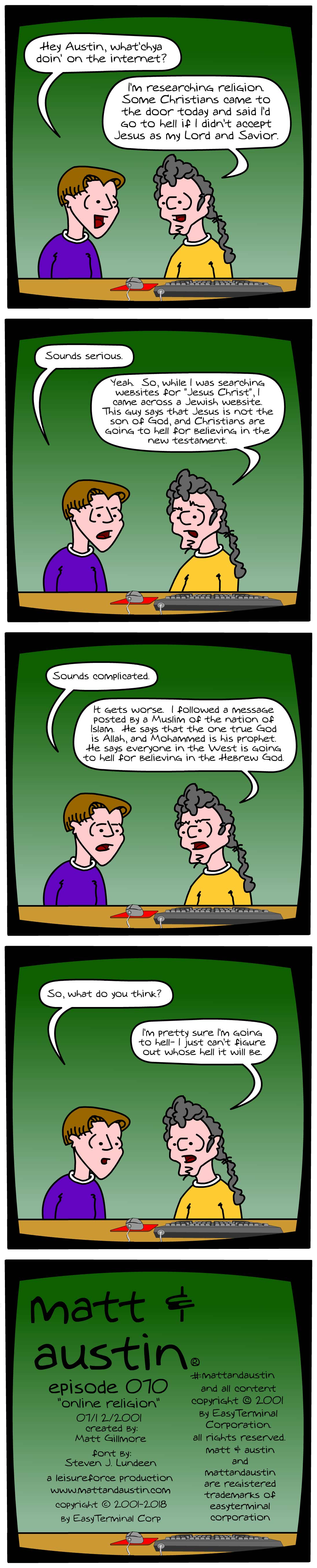 Webcomic The Matt And Austin Comic Strip #070 Online Religion